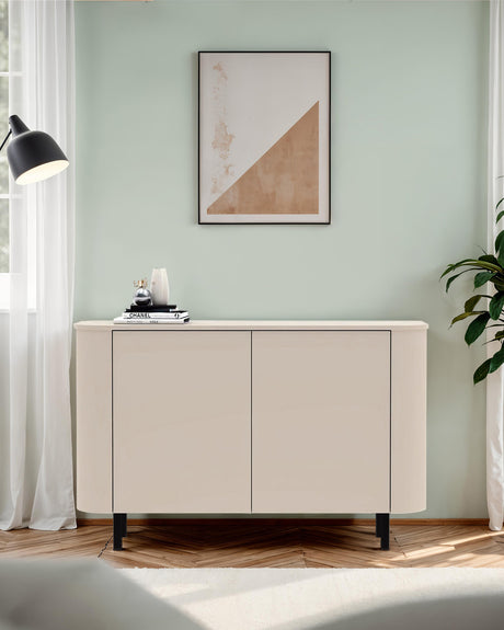 Palermo 130cm 2 Door Small Curved Sideboard - Cashmere - FurniComp