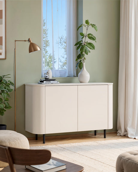 Palermo 130cm 2 Door Small Curved Sideboard - Cashmere - FurniComp
