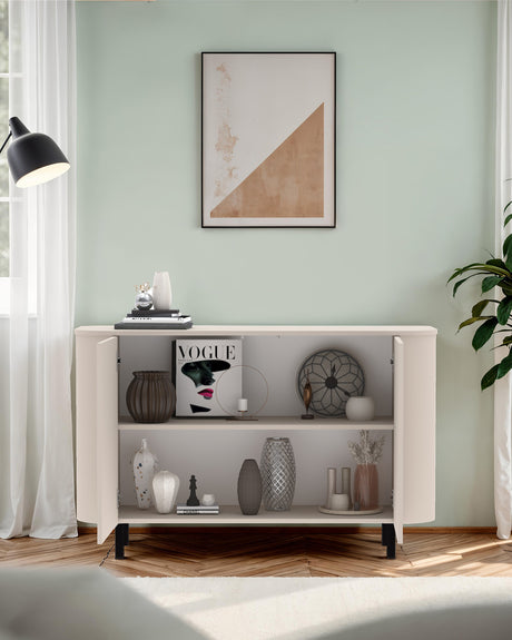 Palermo 130cm 2 Door Small Curved Sideboard - Cashmere - FurniComp