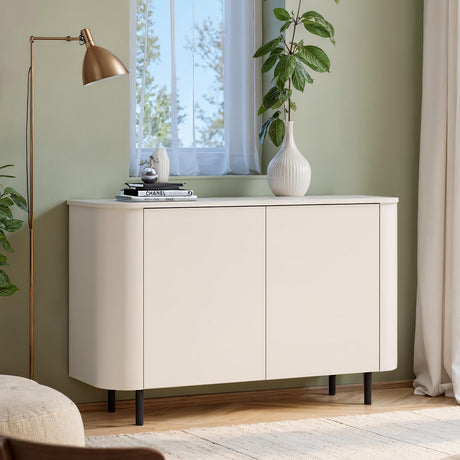 Palermo 130cm 2 Door Small Curved Sideboard - Cashmere - FurniComp