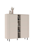 Palermo 150cm 2 Door Curved Tall Sideboard with Bookshelf - Cashmere - FurniComp