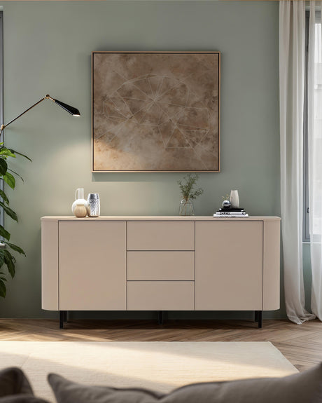 Palermo 180cm 2 Door 3 Drawer Large Curved Sideboard - Cashmere - FurniComp