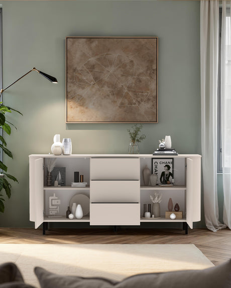 Palermo 180cm 2 Door 3 Drawer Large Curved Sideboard - Cashmere - FurniComp