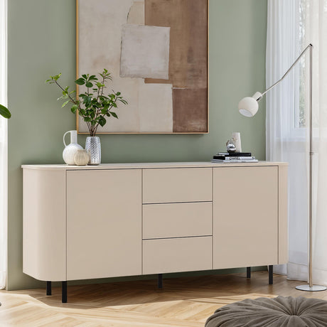 Palermo 180cm 2 Door 3 Drawer Large Curved Sideboard - Cashmere - FurniComp