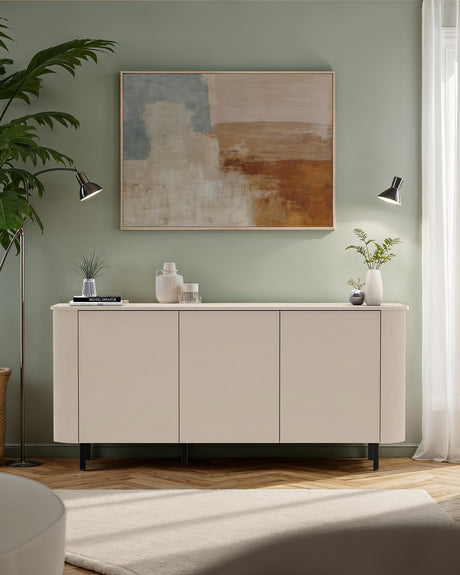 Palermo 180cm 3 Door Curved Sideboard - Cashmere - FurniComp