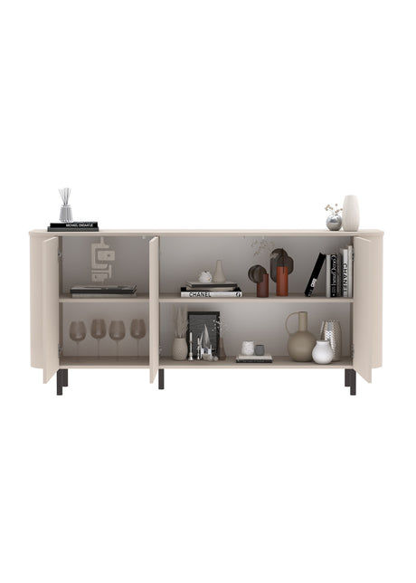 Palermo 180cm 3 Door Curved Sideboard - Cashmere - FurniComp