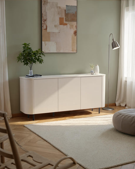 Palermo 180cm 3 Door Curved Sideboard - Cashmere - FurniComp