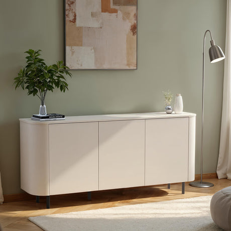 Palermo 180cm 3 Door Curved Sideboard - Cashmere - FurniComp