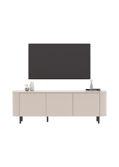 Palermo 180cm 3 Door Curved TV Unit - Cashmere - FurniComp