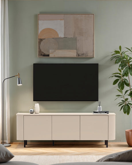 Palermo 180cm 3 Door Curved TV Unit - Cashmere - FurniComp