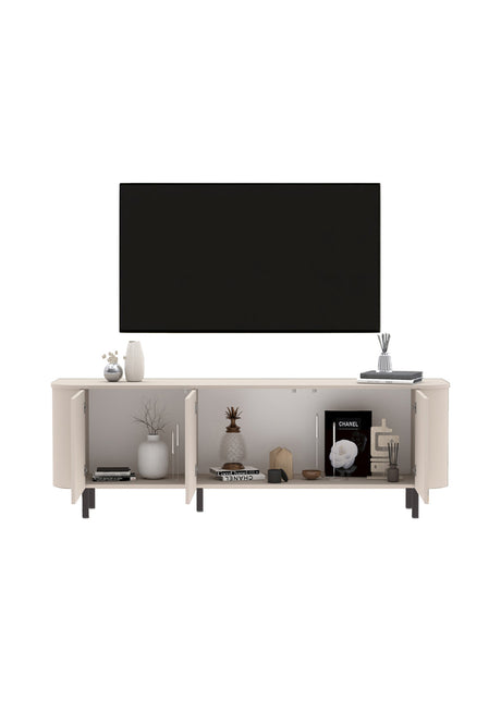 Palermo 180cm 3 Door Curved TV Unit - Cashmere - FurniComp