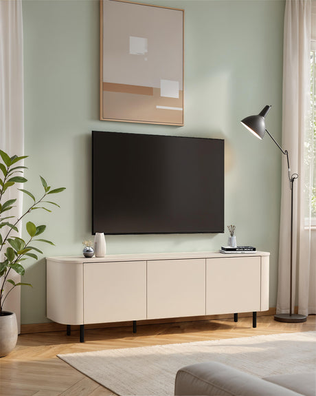 Palermo 180cm 3 Door Curved TV Unit - Cashmere - FurniComp
