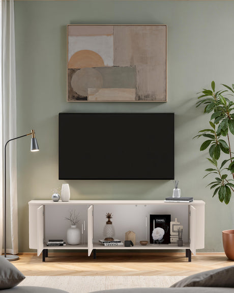Palermo 180cm 3 Door Curved TV Unit - Cashmere - FurniComp