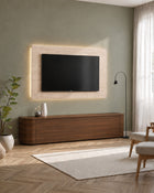 Palermo 180cm Curved Wall Mounted TV Unit with Flap Door - Dark Walnut/Espresso - FurniComp