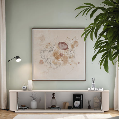 Palermo 180cm Curved Wall Mounted TV Unit with Flap Door - Cashmere - FurniComp