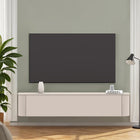 Palermo 180cm Curved Wall Mounted TV Unit with Flap Door - Cashmere - FurniComp