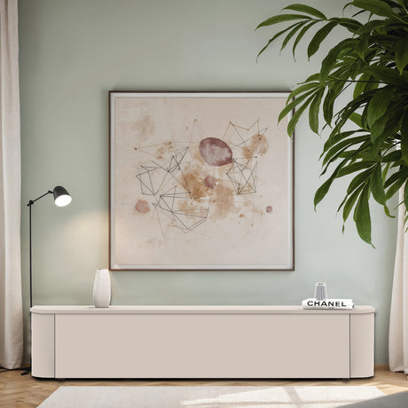 Palermo 180cm Curved Wall Mounted TV Unit with Flap Door - Cashmere - FurniComp