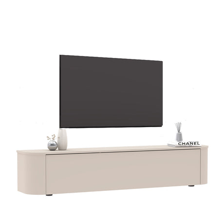 Palermo 180cm Curved Wall Mounted TV Unit with Flap Door - Cashmere - FurniComp