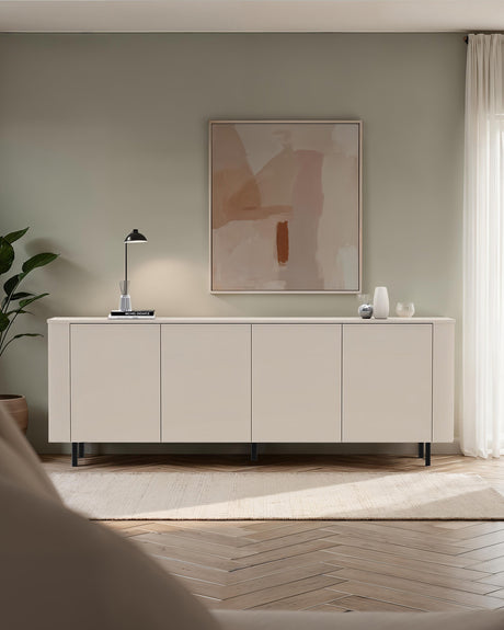 Palermo 230cm 4 Door Large Curved Sideboard - Cashmere - FurniComp