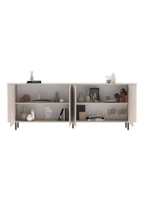 Palermo 230cm 4 Door Large Curved Sideboard - Cashmere - FurniComp