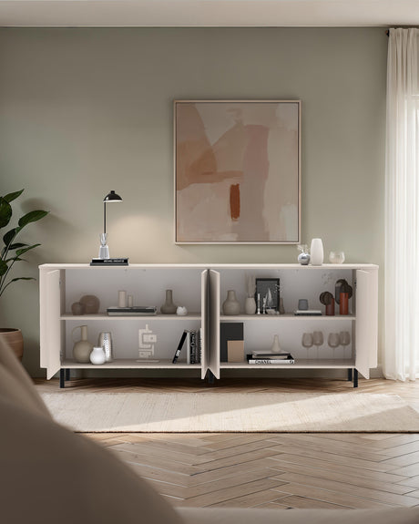 Palermo 230cm 4 Door Large Curved Sideboard - Cashmere - FurniComp