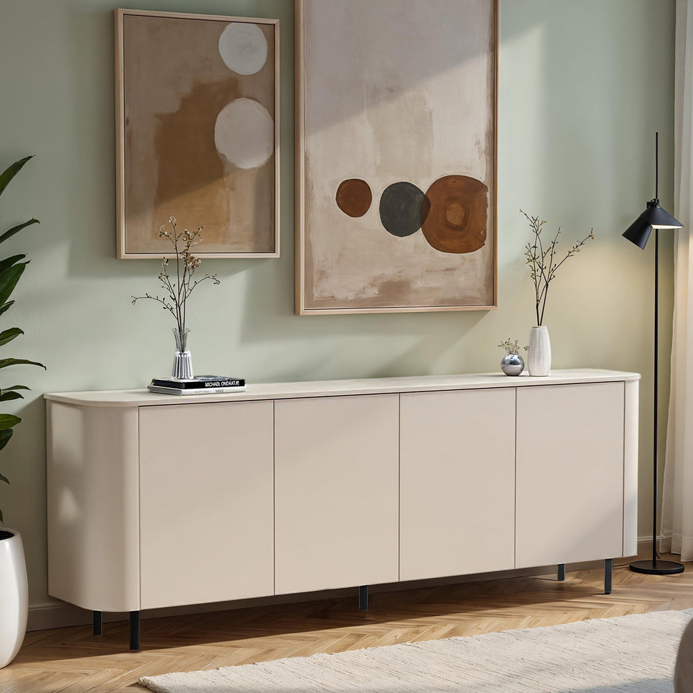 Palermo 230cm 4 Door Large Curved Sideboard - Cashmere - FurniComp