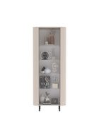 Palermo 80cm 1 Door Curved Tall Glass Display Cabinet - Cashmere - FurniComp