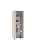 Palermo 80cm 1 Door Curved Tall Glass Display Cabinet - Cashmere - FurniComp