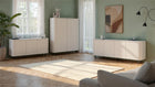 Palermo 80cm 1 Door Curved Tall Glass Display Cabinet - Cashmere - FurniComp