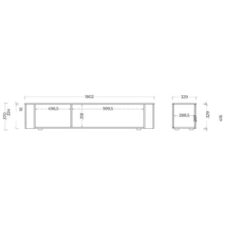 Palermo 180cm Curved Wall Mounted TV Unit with Flap Door - Cashmere - FurniComp