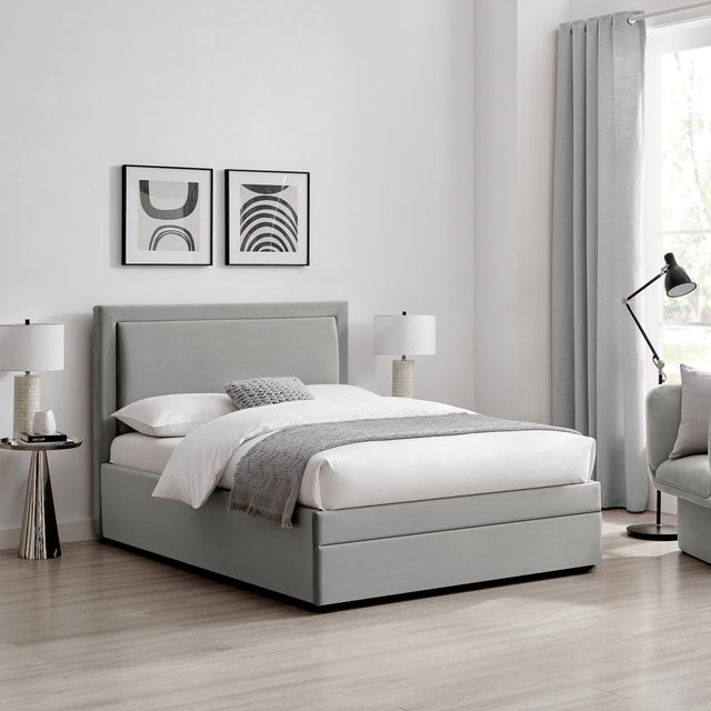 Parker Grey Fabric Storage Bed Frame - FurniComp