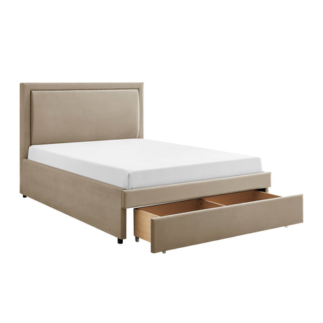 Parker Taupe Fabric Storage Bed Frame - FurniComp