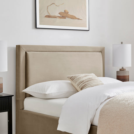 Parker Taupe Fabric Storage Bed Frame - FurniComp