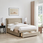 Parker Taupe Fabric Storage Bed Frame - FurniComp
