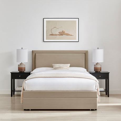 Parker Taupe Fabric Storage Bed Frame - FurniComp