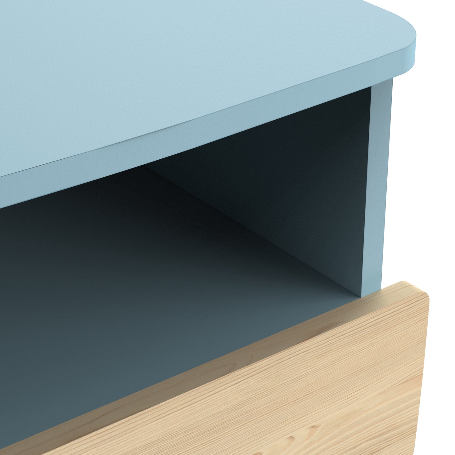 Poppy 1 Drawer Bedside Table- Blue & Oak - FurniComp