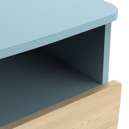 Poppy 1 Drawer Bedside Table- Blue & Oak - FurniComp