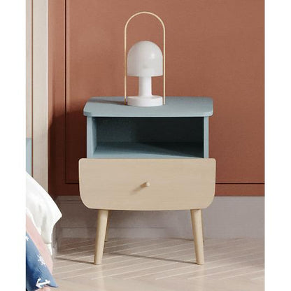 Poppy 1 Drawer Bedside Table- Blue & Oak - FurniComp