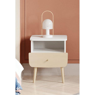 Poppy 1 Drawer Bedside Table- Matt White & Oak - FurniComp