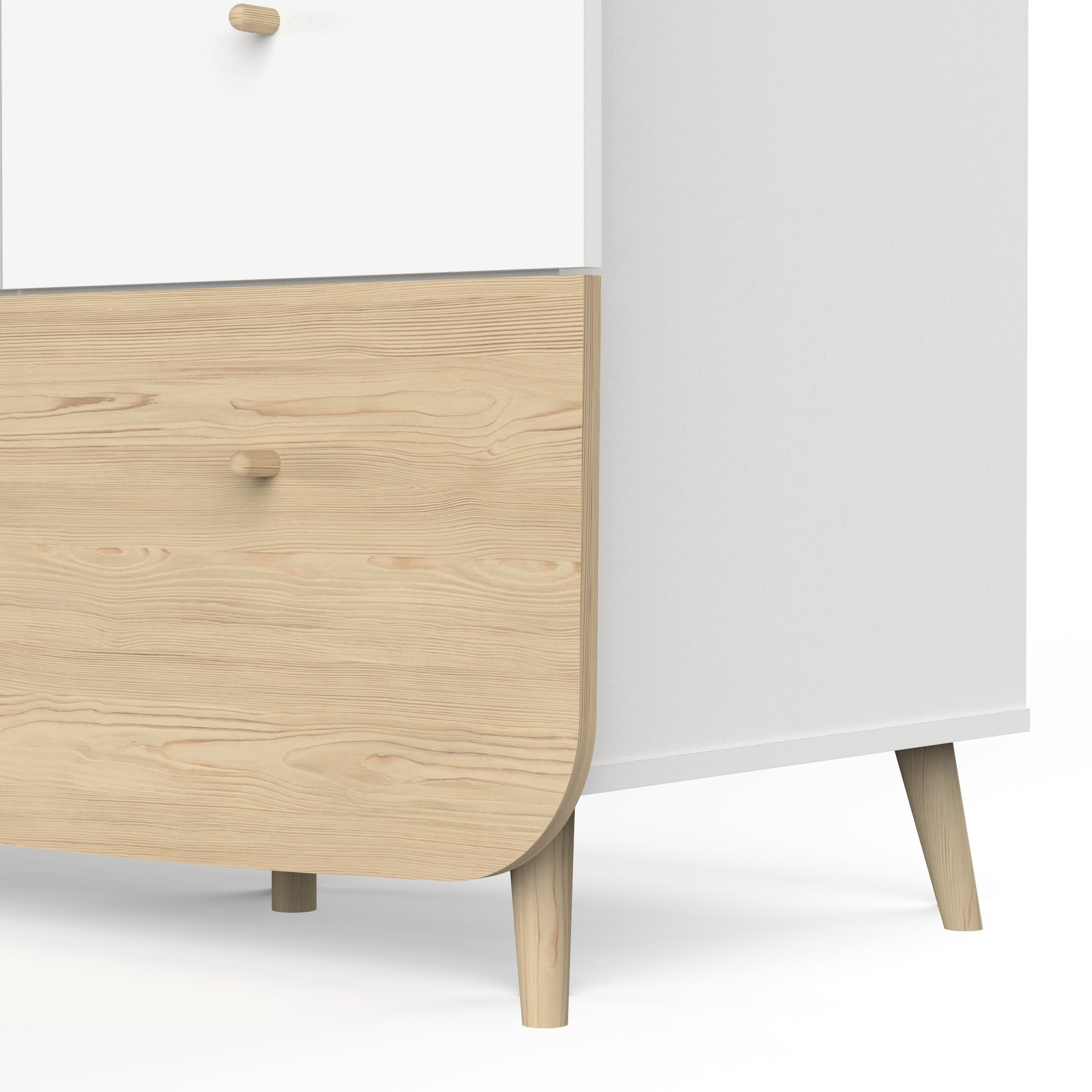 Poppy 2 Door 2 Drawer Kids Wardrobe- Matt White & Oak - FurniComp