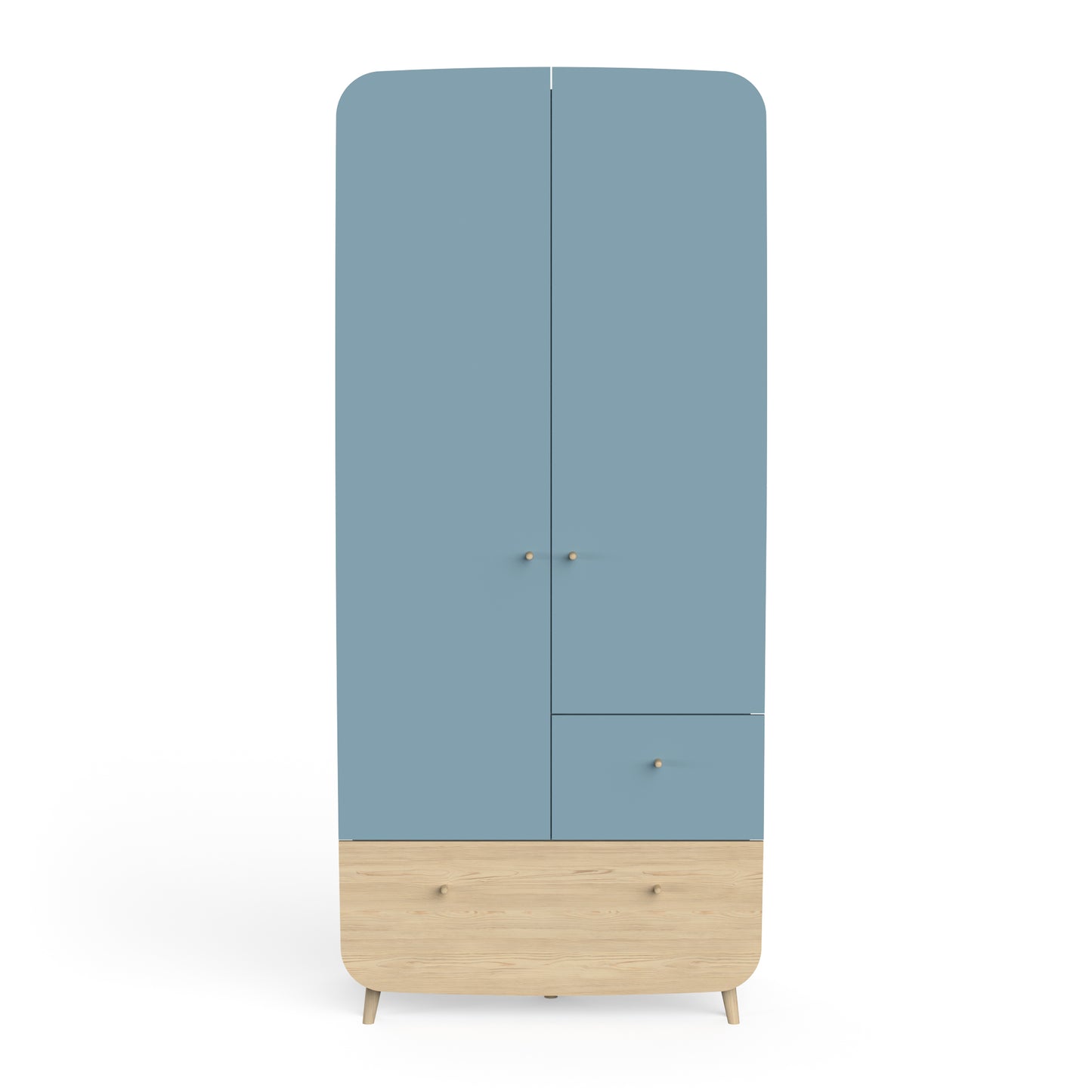 Poppy 2 Door 2 Drawer Kids Wardrobe- Blue & Oak - FurniComp