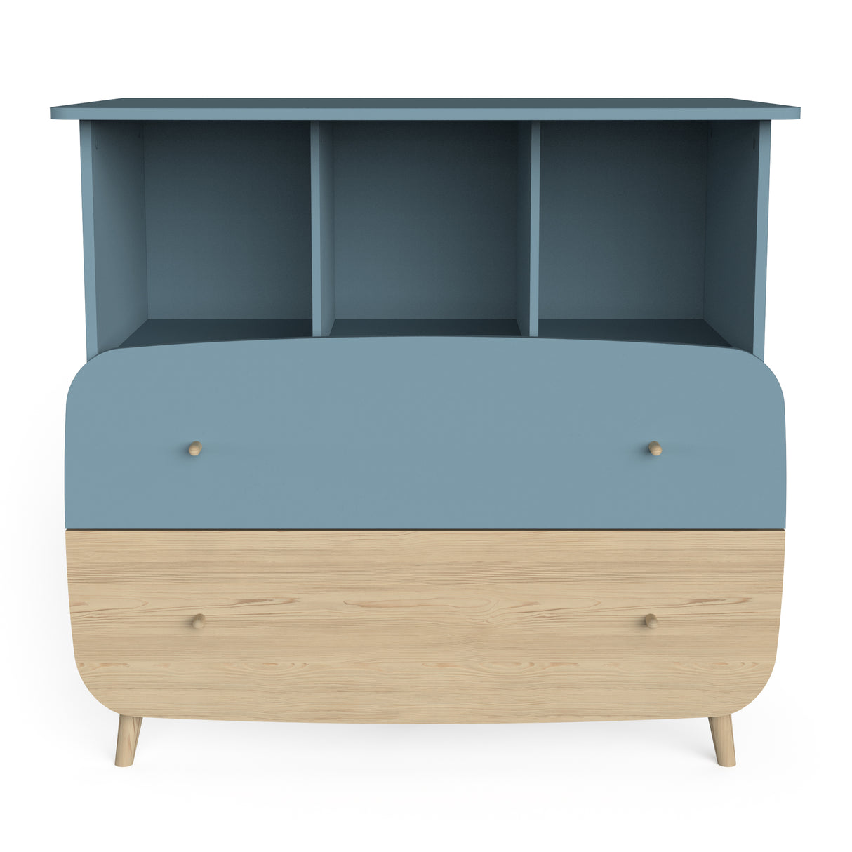 Poppy 2 Drawer Chest of Drawer- Blue & Oak - FurniComp