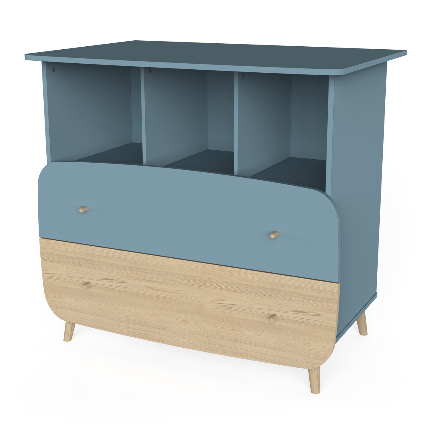 Poppy 2 Drawer Chest of Drawer- Blue & Oak - FurniComp