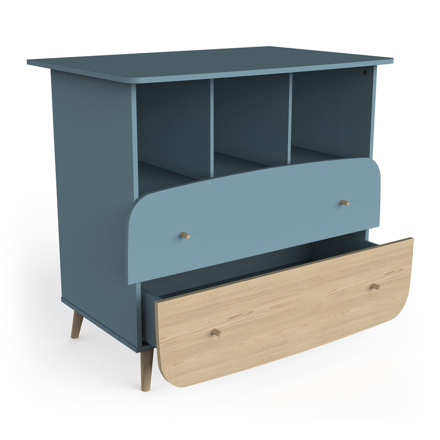 Poppy 2 Drawer Chest of Drawer- Blue & Oak - FurniComp