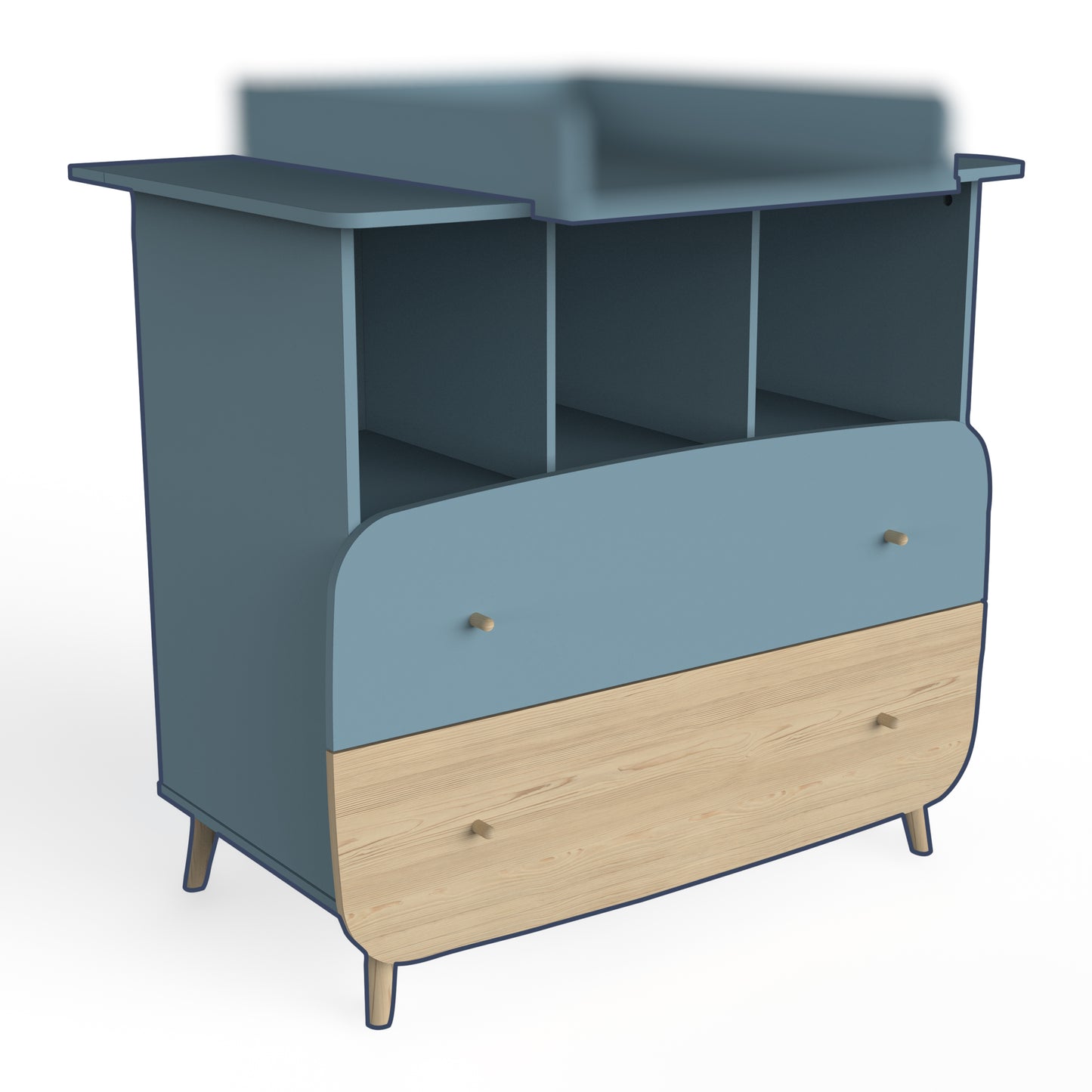 Poppy 2 Drawer Chest of Drawer- Blue & Oak - FurniComp