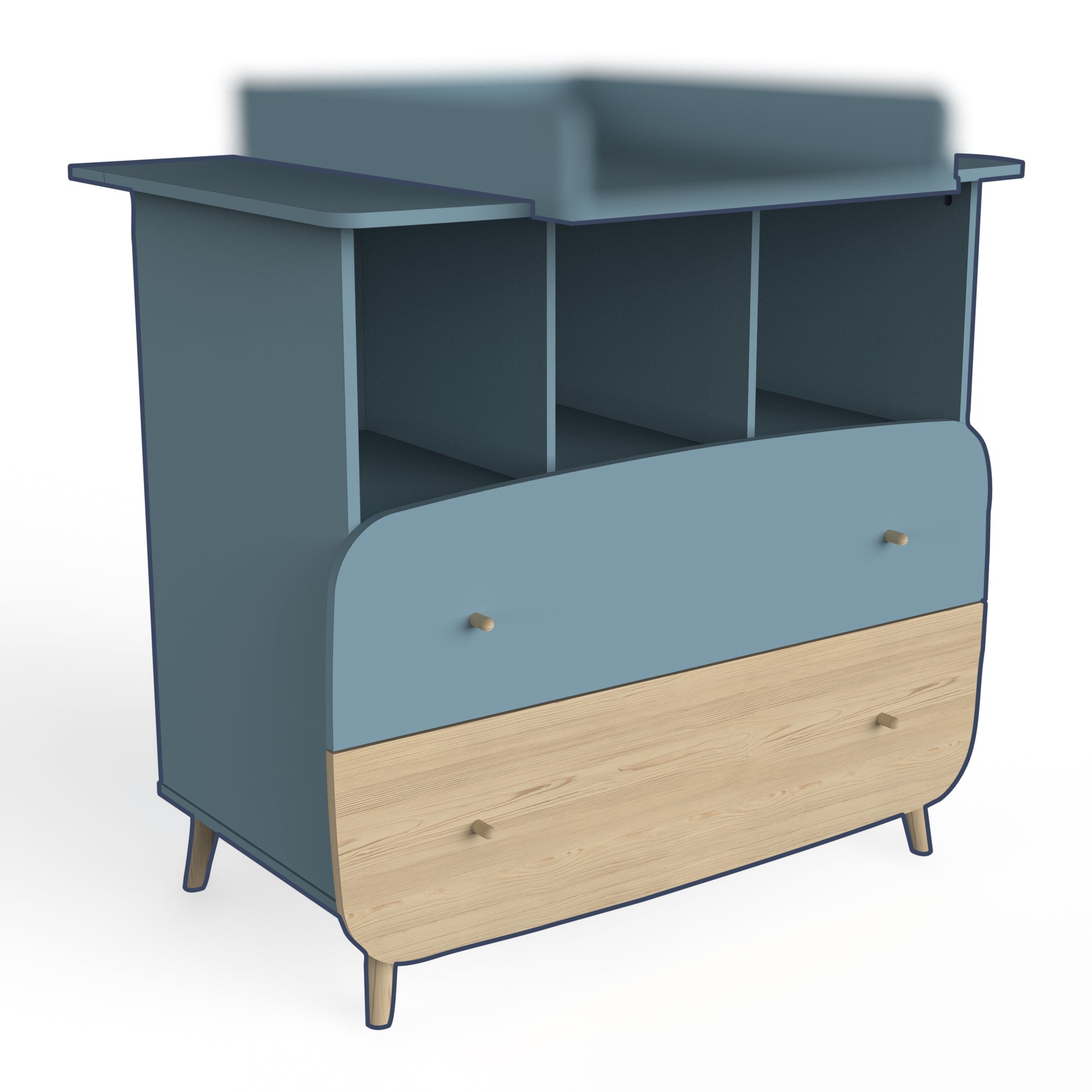 Poppy 2 Drawer Chest of Drawer- Blue & Oak - FurniComp