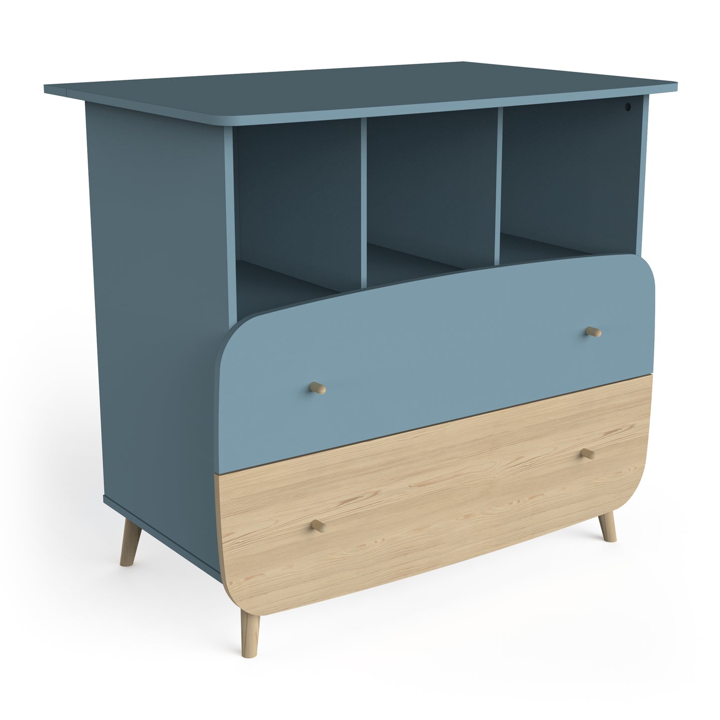 Poppy 2 Drawer Chest of Drawer- Blue & Oak - FurniComp