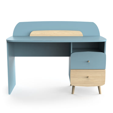 Poppy 2 Drawer Study Desk for Kids- Blue & Oak - FurniComp