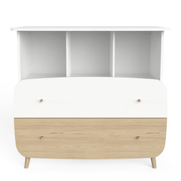 Poppy 2 Drawer Chest of Drawers- Matt White & Oak - FurniComp