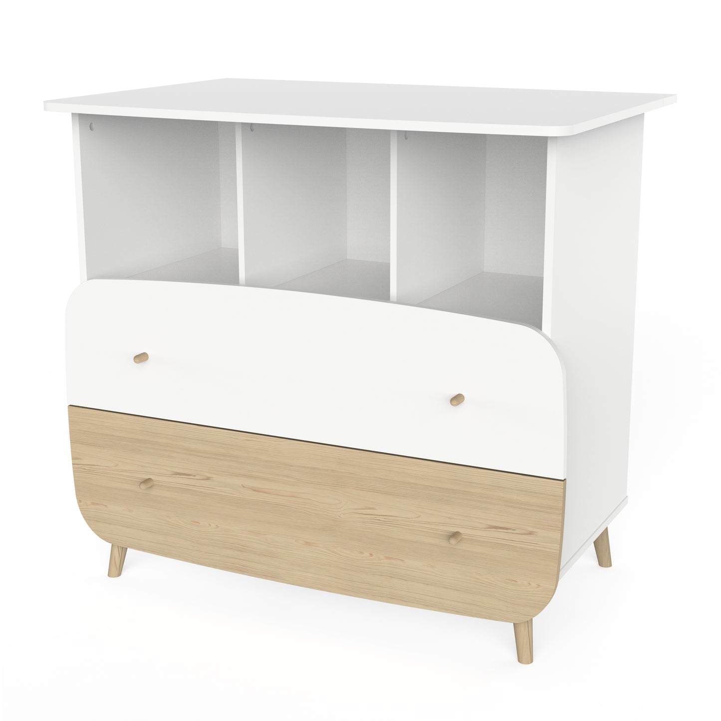 Poppy 2 Drawer Chest of Drawers- Matt White & Oak - FurniComp